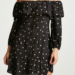 Forever 21 polka dot off shoulder mini dress